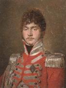 unknow artist Portrait of an officer,half-length,wearing a red coat and the swedish military order of the sword Sweden oil painting artist
